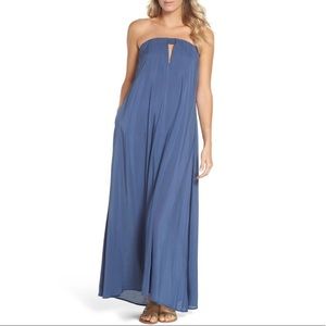 Elan Strapless Keyhole Maxi Dress In Indigo - M